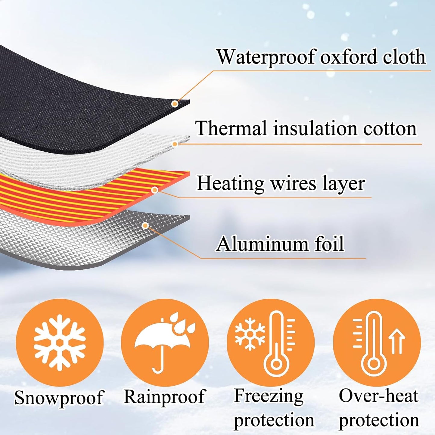 Outdoor Faucet Covers for Winter, 25" H X 13" W Heating Hose Bib Covers for Winter, Outside Waterproof Insulated Spigot Freeze Protection, 1/8" Thick Aluminum Foil Fabric and 420D Oxford Fabric