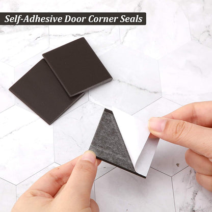 Jetec 14 Pieces Door Corner Seals Self Adhesive Exterior Door Frame Seal Weather Stripping Corner Pad Foam Draft Stopper Gap Filler Bottom for Weather Protection, Isolation of Noise(Black and White)