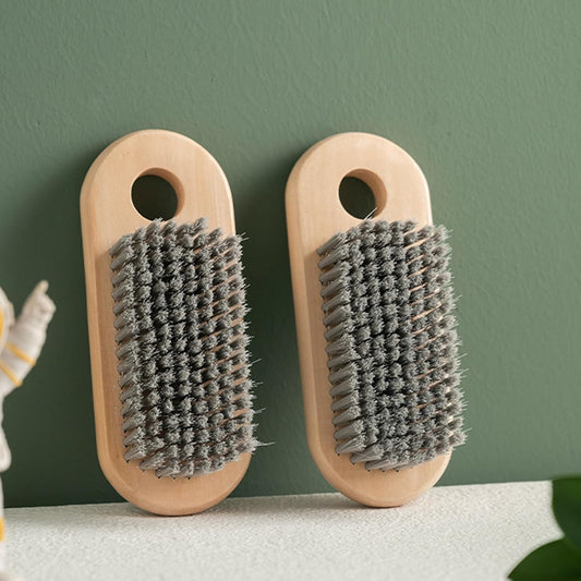 2 Pcs Wood Laundry Brush | Soft Bristle, For Shoe & Clothing Stain Removal, Easy to Grip, Scrubs Tough on Delicate, Hand Washing Clothes
