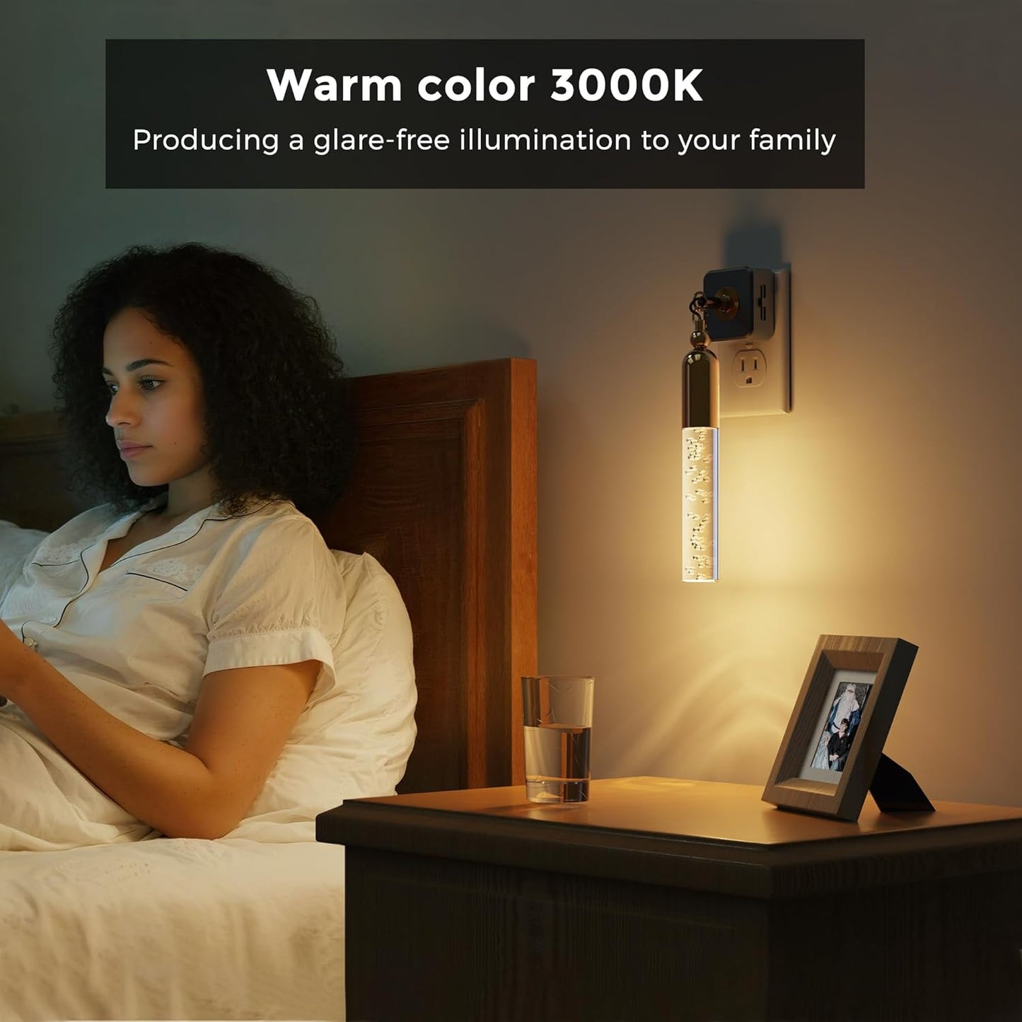 L LOHAS LED Night Light,Dimmable Night Lights Plug into Wall, 2 Pack Acrylic Nightlight with 0-100 LM Adjustable Brightness, 3000K Plug in Night Light with Dusk to Dawn Sensor, for Bathroom Hallway