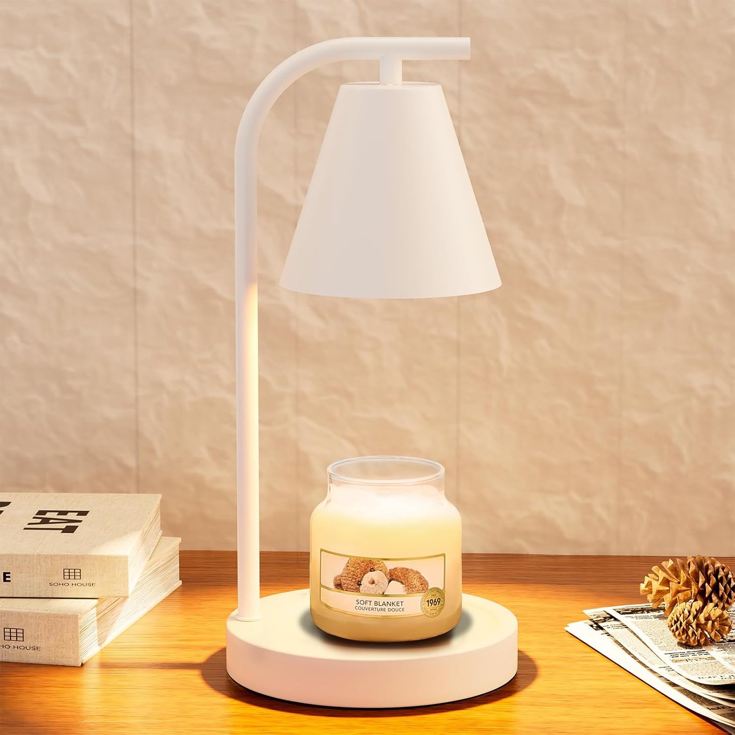 Hong-in Candle Warmer Lamp - with Timer & Dimmer, Modern Home Decor House Warming Gifts Wax Melt Warmer for Jar Candles, Cozy Birthday Gift for Women Mom (Black)