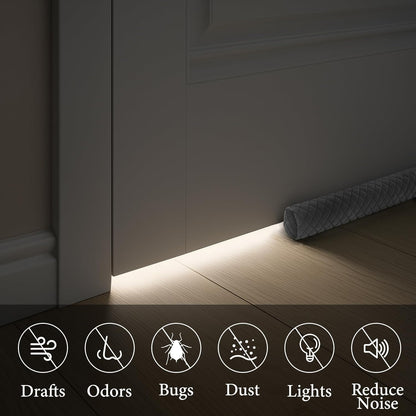 Ciieyuo Premium Velvet Under Door Draft Stopper, 30'' to 36'' Adjustable Gap Filler, Double-Sided Windproof Seal, Easy Install to Block Noise, Cold Air, Light, Dust, and Drafts