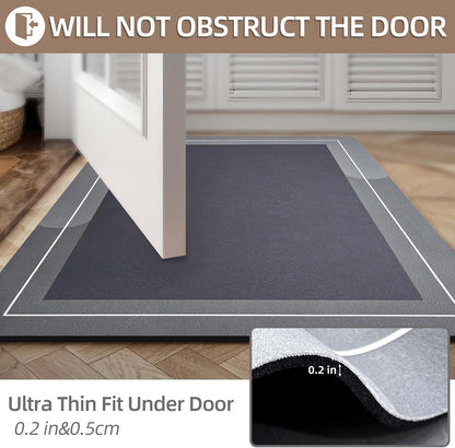 Diatomaceous Earth Bath Mat Super Absorbent Quick Dry Bath Mat, Bathroom Rugs Non Slip Washable, Thin Dark Gray Bathroom Floor Mats-Shower Rug for in Front of Bathtub Shower, Easy Care, 15.7"x23.6"