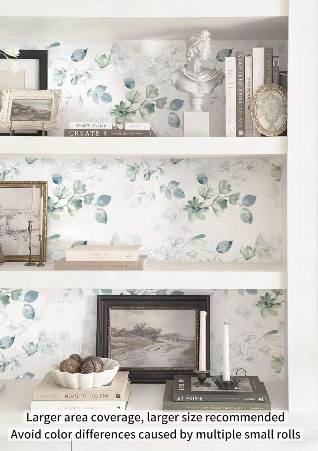 Safiyya Peel and Stick Wallpaper Floral Green and White Leaf Contact Paper for Cabinets 17.3"x 78.7" Self Adhesive Removable Wallpaper for Bathroom Renter Friendly Wall Paper Vinyl Roll