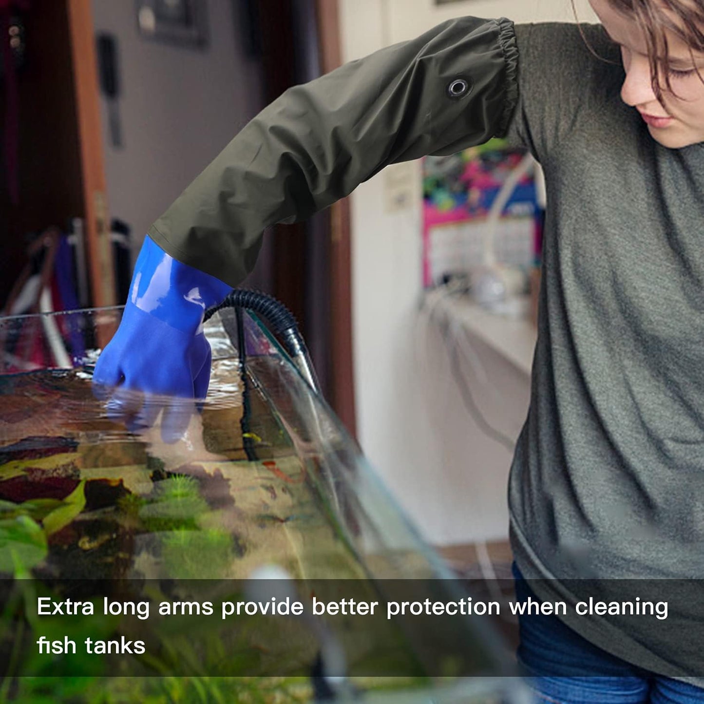 MUMUKE Long Waterproof Gloves, 28 inch | Long Chemical Gloves, Reusable, Padded Cotton Lined, Acid & Oil Resistant