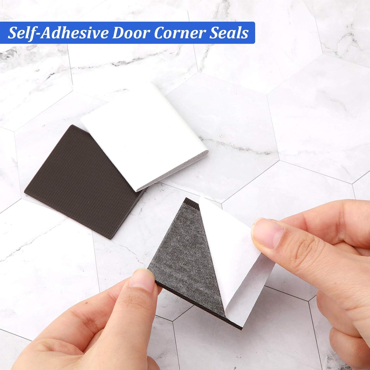 Jetec 14 Pieces Door Corner Seals Self Adhesive Exterior Door Frame Seal Weather Stripping Corner Pad Foam Draft Stopper Gap Filler Bottom for Weather Protection, Isolation of Noise(Black and White)
