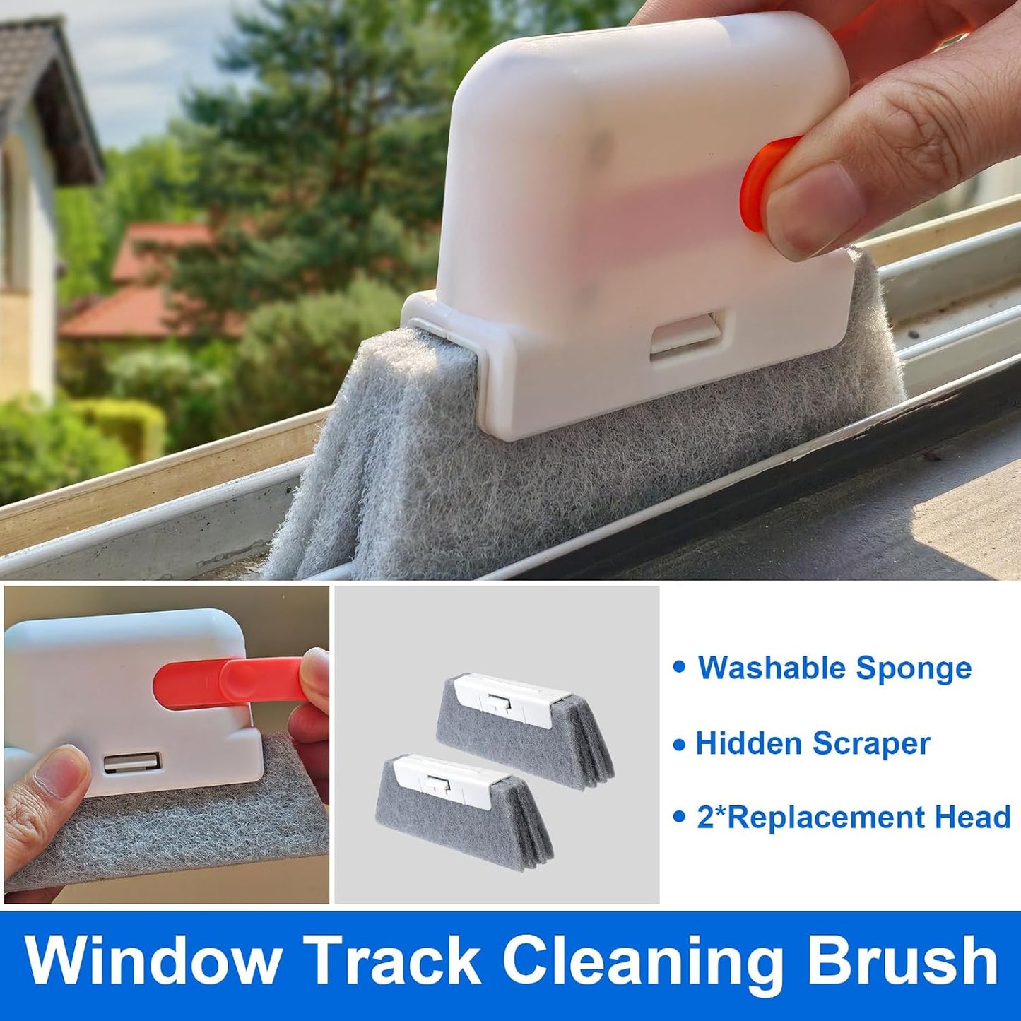 XANGNIER Window Sill Cleaner Tool,10 Pcs Magic Door Window Track Cleaning Tools Kit,Sliding Door Track Cleaner,Groove Crevice Cleaning Brush for Tile Lines/Shutter/Car Vents/Air Conditioner/Keyboard