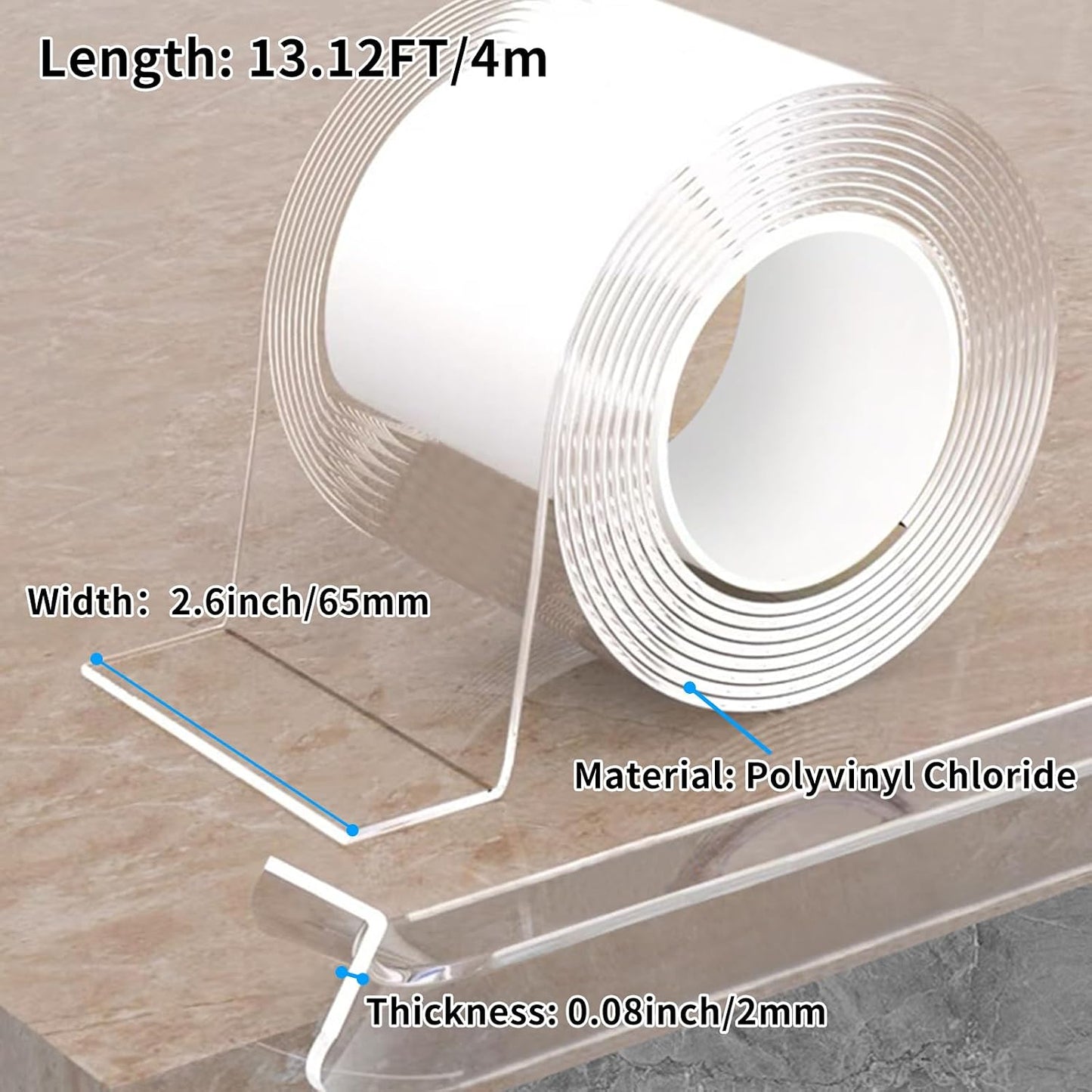 Edge Corner Protector Baby Proofing,Soft Clear Furniture Table Corner Guard & Edge Safety Cabinet Door Bumper,Crib Bumpers,Wall Protector,6.6ft(Width 0.8 in，Thickness 0.08 in)