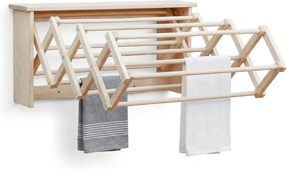 Pennsylvania Woodworks Wall Mounted Clothes Drying Rack - Heavy Duty, Collapsible Laundry Rack for Drying Clothes - Solid Maple Hardwood Foldable Drying Rack - Made in The USA - (Small)