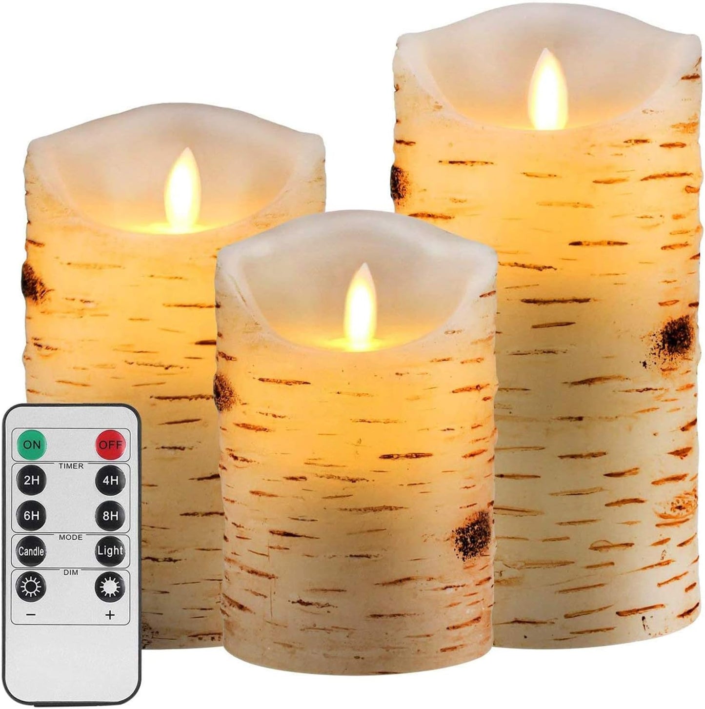 AKU TONPA Flameless Candles Battery Operated Pillar Real Wax Flickering Electric LED Candle Gift Sets with Remote Control Cycling 24 Hours Timer, Pack of 6 (3" D x 4" H, Ivory)