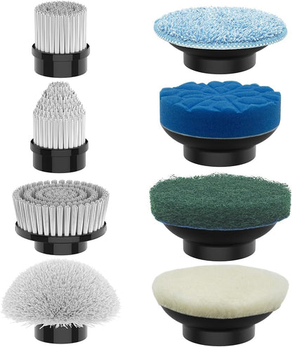 TUYU Replaceable Brush Heads Electric Spin Scrubber,4 Pack Brush Heads & 4 pcs Extra Brushes Kit, Cordless Spin Scrubber Power Cleaning Brush for Bathroom Floor