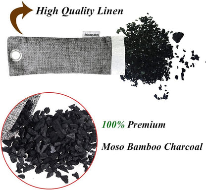 Marsheepy 12 Pack Bamboo Charcoal Shoe Deodorizer Bags, Activated Charcoal Odor Absorber, Bamboo Charcoal Air Purifying Bags, Odor Eliminator for Shoes, Pets, Car, Closet (150g X 2 and 50g x 10)