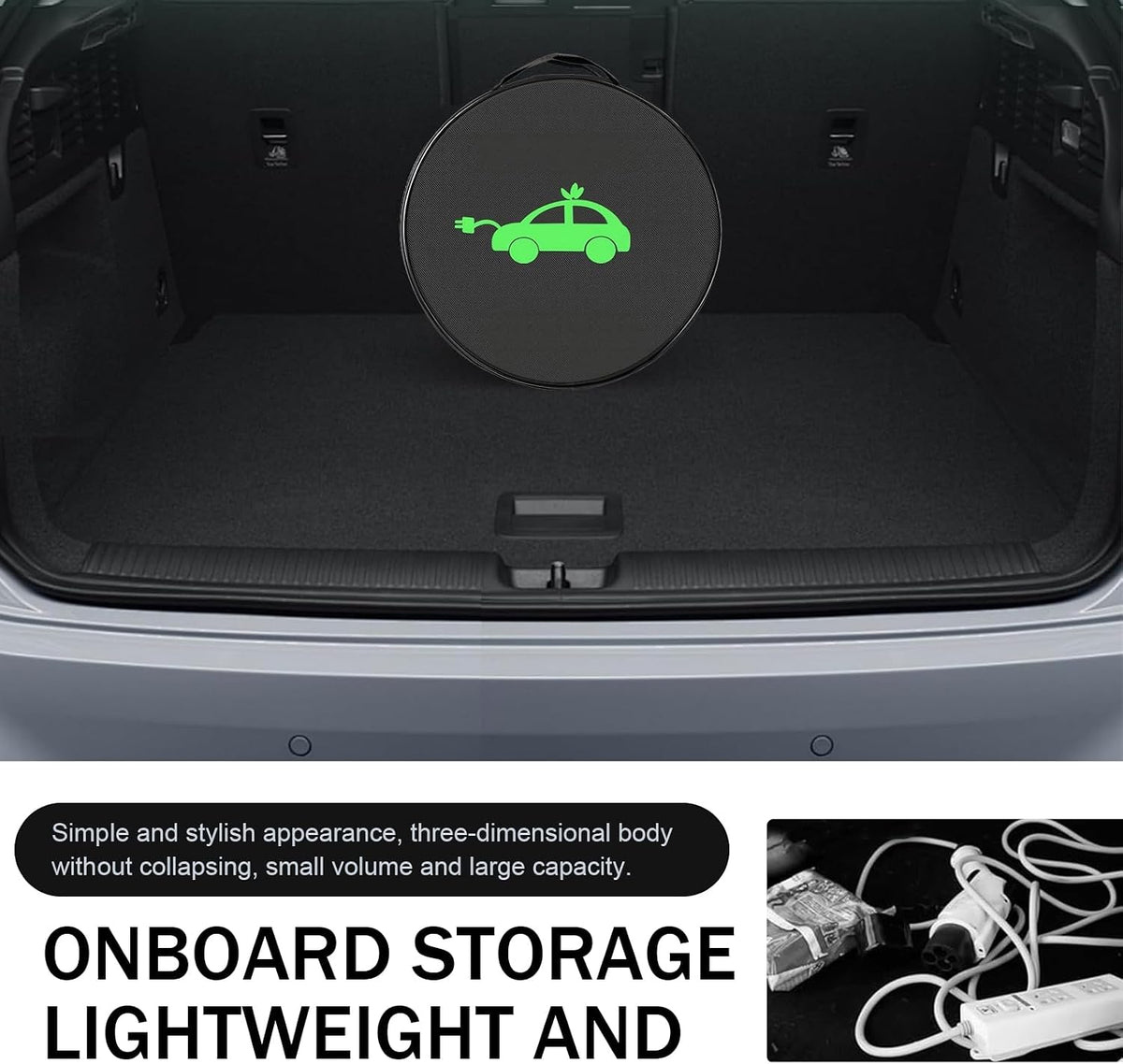 Charger Bag, Portable EV Charging Cable Bags, Waterproof Oxford Cloth Storage Bag for Charger, Jumper Cables, Cords (Rectangular)