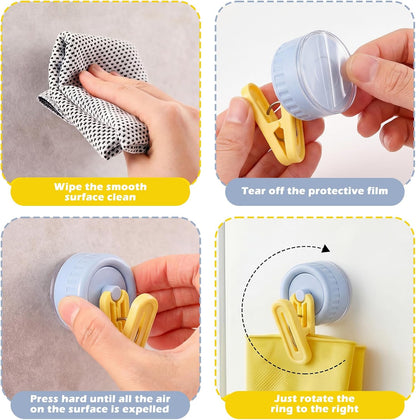 Geelin Dish Glove Clip with Suction Cup Easy Install Removable Transparent Plastic Wall Mounted Hook for Kitchen Use Space-Saving Washable Design for Dish Gloves Towels(2 Pcs)