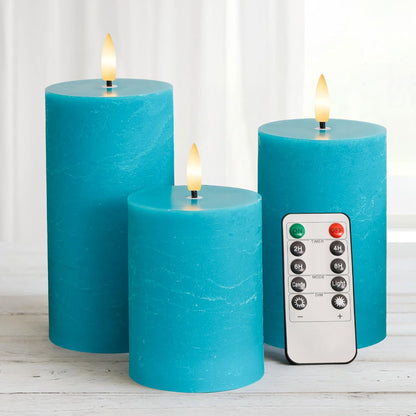 White Flameless Pillar Candles, Battery Operated Wax Candles with Remote, Flat Top Flickering Flameless Candles, LED Candle for Home, Wedding, Party Decor, Set of 3, Φ 3" H 4" 5" 6"