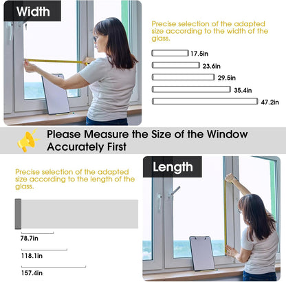 Privacy Window Film Day & Night, Static Cling Frosted Glass Window Film, 99% UV Blocking, No Glue Removable Window Covering for Bathroom Bedroom Kitchen Office (17.5 x 78.7 in)
