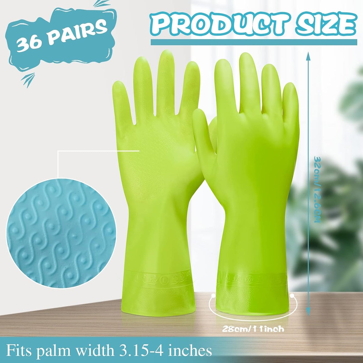 Rubber Reusable Gloves Long Household Dishwashing Gloves Kitchen Cleaning for Dishes Clean Gardening