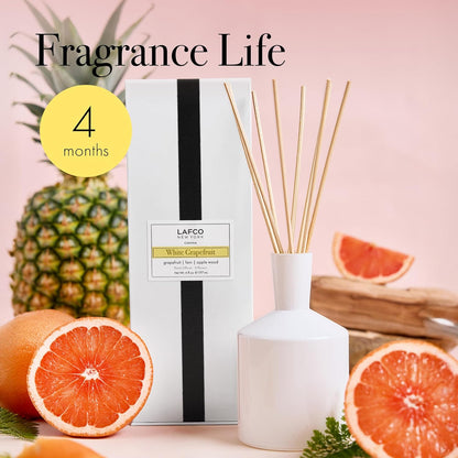 LAFCO New York Classic Reed Diffuser, Sea & Dune - 6 oz - Up to 3 Months Fragrance Life - Reusable Glass Vessel - Natural Wood Reeds - Made in The USA