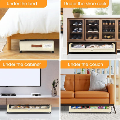 SpaceHacks Under Bed Storage with Wheels 2Pack Storage Containers with Clear Window&Label Under Bed Drawers Rolling Under Bed Storage for Clothes,Shoes, Blankets (30.71 x 16.93 x 6.69 in, Dark Grey)
