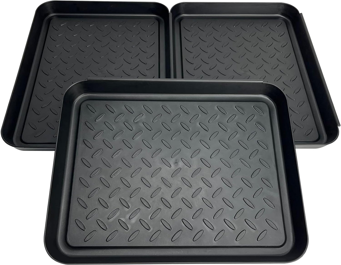 Generic Shoe Tray for Entryway, 3 Pack Indoor Mats, Dog Feed Mat, Rain Boots Drying Tray, Black