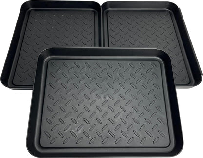Generic Shoe Tray for Entryway, 3 Pack Indoor Mats, Dog Feed Mat, Rain Boots Drying Tray, Black