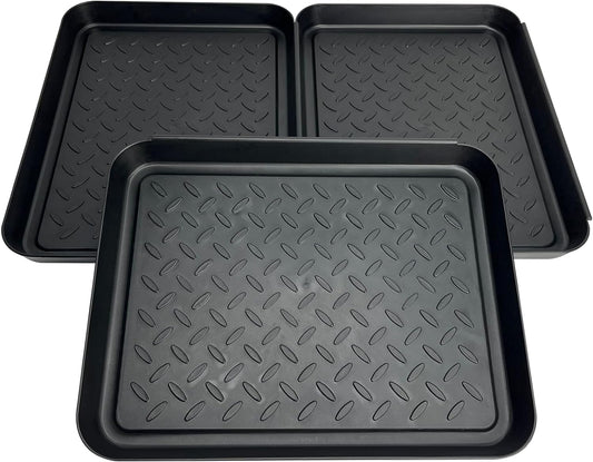 Generic Shoe Tray for Entryway, 3 Pack Indoor Mats, Dog Feed Mat, Rain Boots Drying Tray, Black