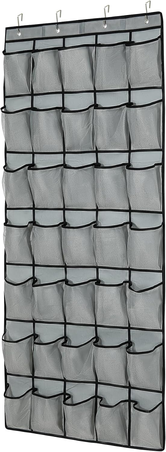 35Large Pockets Over The Door Shoe Organizer, Mesh Pockets Shoe Holder Rack, Capacity Shoe Hanging Storage，door shoe rack With 4 Metal Hook.