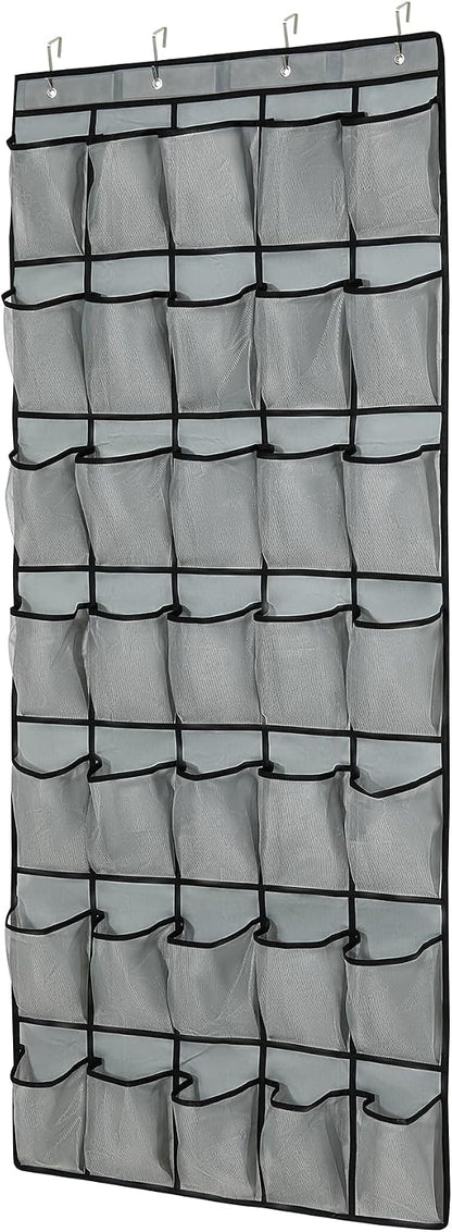 35Large Pockets Over The Door Shoe Organizer, Mesh Pockets Shoe Holder Rack, Capacity Shoe Hanging Storage，door shoe rack With 4 Metal Hook.