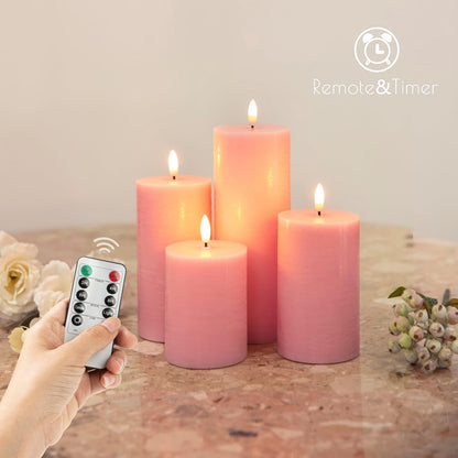 LUSHARBOR Flameless Candles, 4 Pack Battery Operated Candles with Remote, Real Wax LED Fake Candles with Timer Flickering for Christmas Wedding Home Party D3 H 5" 6" 7" 9" White
