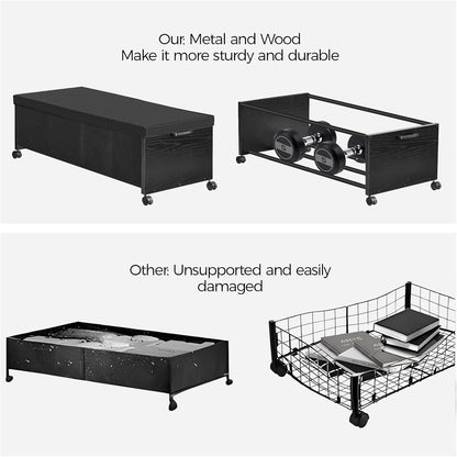 FOUCSSOMEI Under Bed Drawers on Wheels, XXXXL Size, UnderBed Storage with Wheels, Wooden Under Bed Storage, Heavy Duty, Patented Design