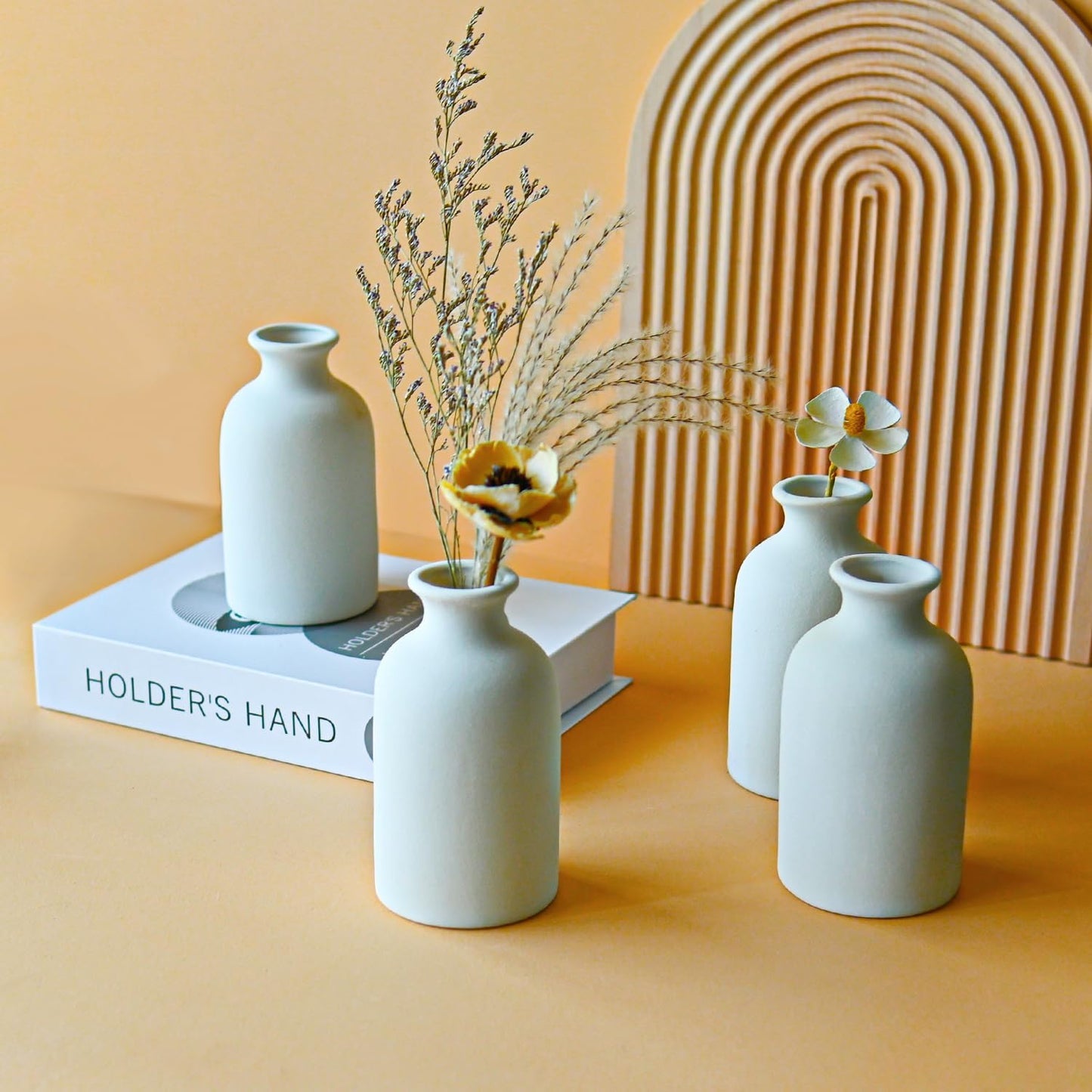 Modern Small Flower Vases 8 Pack - Ceramic, White