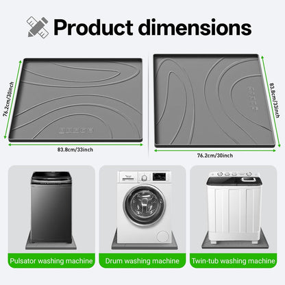 Washing Machine Drain Pan Silicone mat – 30x33 Inch Non-Slip Waterproof Washer Drip Tray, Anti-Vibration Soft Mat for Under Dryer or Washer, Floor Leak Protector for Laundry Room