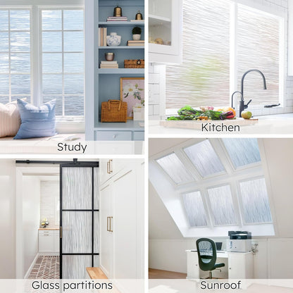 LUTE Window Privacy Film, Frosted Glass Window Film for Bathroom, Static Cling Removable Heat Control Glass Coverings, Non Adhesive Opaque Door Sticker for Home Office (Pure, 17.5" x 78.7")