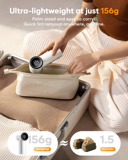 Fabric Shaver, Lint Remover Rechargeable, 6-Blade Lint Remover with LCD Display & 3 Speeds, Portable for Clothes, Sweaters, Couches, Blankets, Includes 3 Replacement Blades, Pearl White