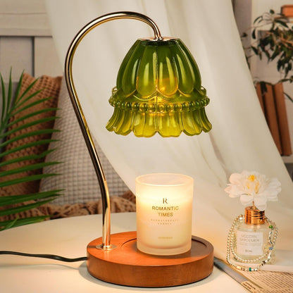 Funistree Flower Candle Warmer Lamp with Timer, Dimmable Candle Lamp Warmer, Christmas Birthday Gifts for Women Mom Her, Housewarming Home Decor, Lotus Wax Warmer for Yankee Candles - Lily Amber