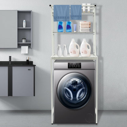 Over Washer and Dryer Shelves, 3 Tiers Over Washer and Dryer Storage, Laundry Room Storage and Organizer Standing Shelf for Bathrooms, Laundry Rooms, Balconies, Marble, 25.6*23.62*38.18in
