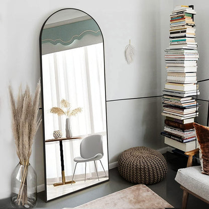 OGCAU Floor Full Length Mirror, 56"x20" Arched Full Body Mirror, Hanging or Leaning, Standing, Wall Mounted with Aluminum Frame for Bedroom Living Room, White