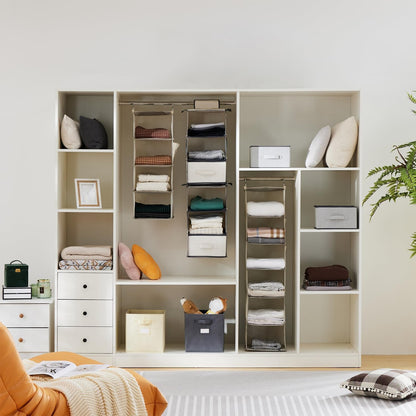 YOUDENOVA Hanging Closet Organizer, 4-Shelf Closet Hanging Storage Shelves, Grey