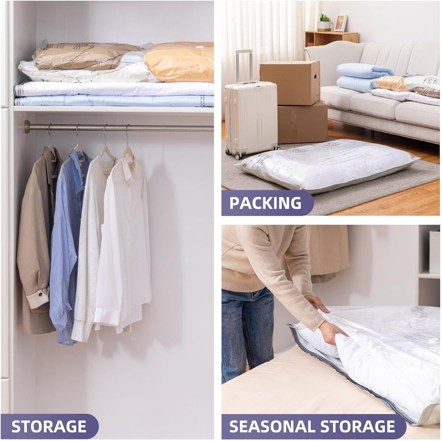 TAILI 8 Pack Vacuum Storage Bags, Jumbo Size (31×40 inch), Vacuum Seal Bags for Clothing, Bulky Bedding, Comforter, Blankets, Pillows, Space Saver Packing