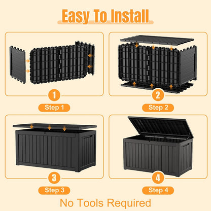 Outdoor Storage Box,38 Gallon Resin Deck Box,Waterproof & UV Resistant Lockable Package Delivery Bin,Toy Cabinet for Indoor & Outdoor