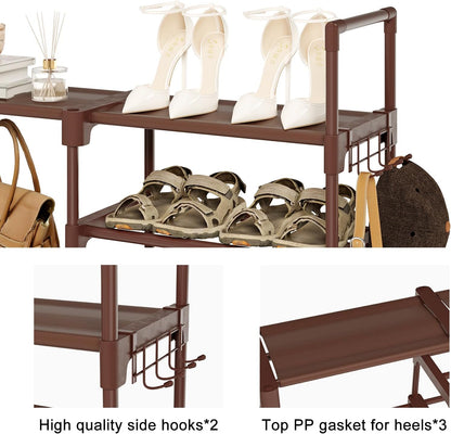 WOWLIVE 9 Tiers Large Shoe Rack Storage Organizer for Closet 50-55 Pairs Shoe Tower Unit Shelf Stackable Shoe Rack with Metal Pipes Plastic Connectors Black(SSS3B9)