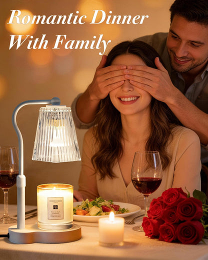 Candle Warmer Lamp with Timer & Dimmable Settings, Adjustable Height Flameless Scented Wax Melter for Jar Candles, Elegant Home Decor Warmer Lamp with 2 Bulbs, Gift for Women Mom Friend Family, Black