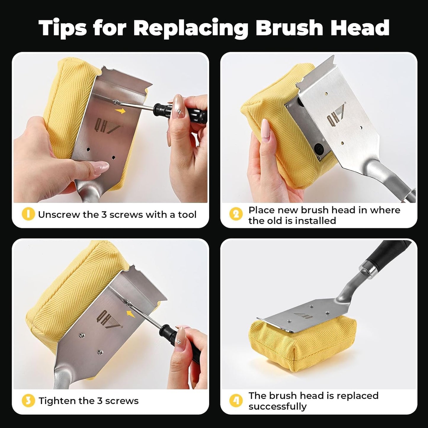 Grill Brush Bristle Free for Outdoor Grill, Steam BBQ Grill Cleaner Brush with Scraper, 1 Replaceable Cleaning Head, Grilling Accessories for Cast Iron, Stainless-Steel Grates, Porcelain