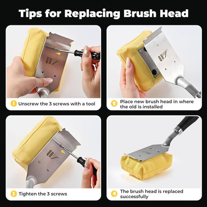 Grill Brush Bristle Free for Outdoor Grill, Steam BBQ Grill Cleaner Brush with Scraper, 1 Replaceable Cleaning Head, Grilling Accessories for Cast Iron, Stainless-Steel Grates, Porcelain