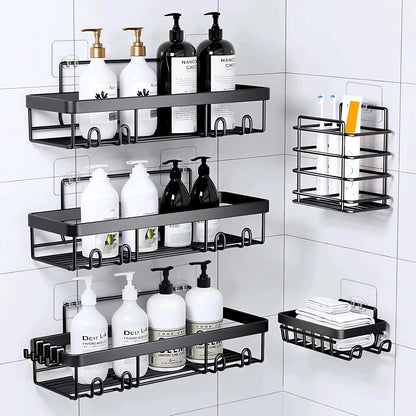 14 Pack Heavy Duty Shower Caddy Adhesive Replacement, 55 LB Hold | Up to 55 LB hold; Waterproof Shower Shelf Adhesive in 3 Hook Styles for Caddies, Shelves, Soap Holders and Racks.