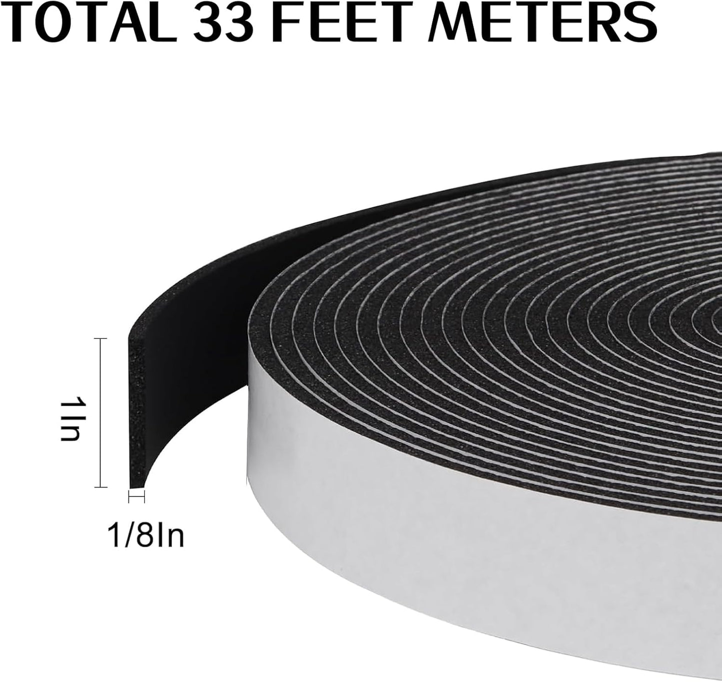 Storystore Weather Stripping Door Seal Strip, 1/2In x 1/4In x 16.5FT Self Adhesive Foam Tape for Door Window Insulation Soundproofing Weatherstrip, High Density Foam Seal for Doors Windows Furniture