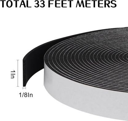 Storystore Weather Stripping Door Seal Strip, 1/2In x 1/4In x 16.5FT Self Adhesive Foam Tape for Door Window Insulation Soundproofing Weatherstrip, High Density Foam Seal for Doors Windows Furniture