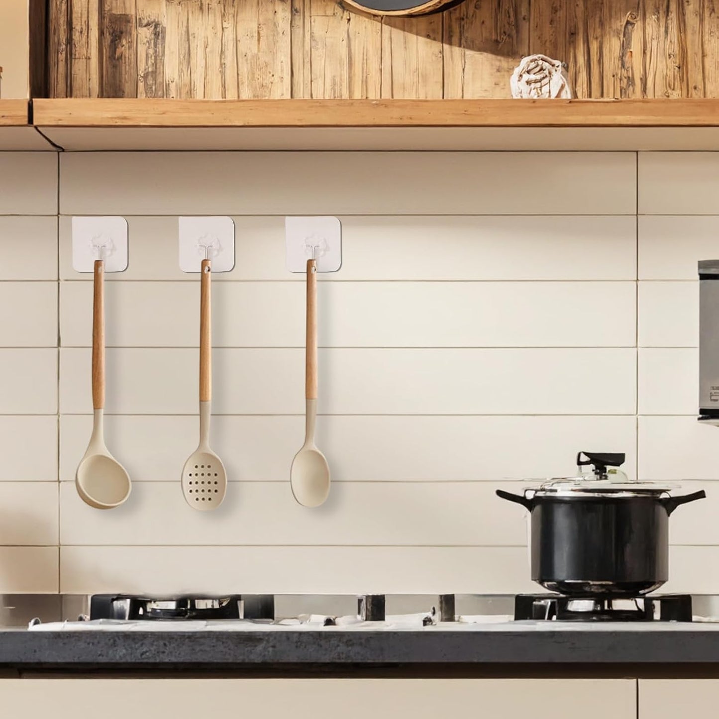 12heavy-Duty Transparent Strong self-Adhesive wall Hooks, Waterproof and Oil-Proof, with a Maximum Load Capacity of 22 pounds, Suitable for Rooms, Kitchens, bathrooms and Toilets