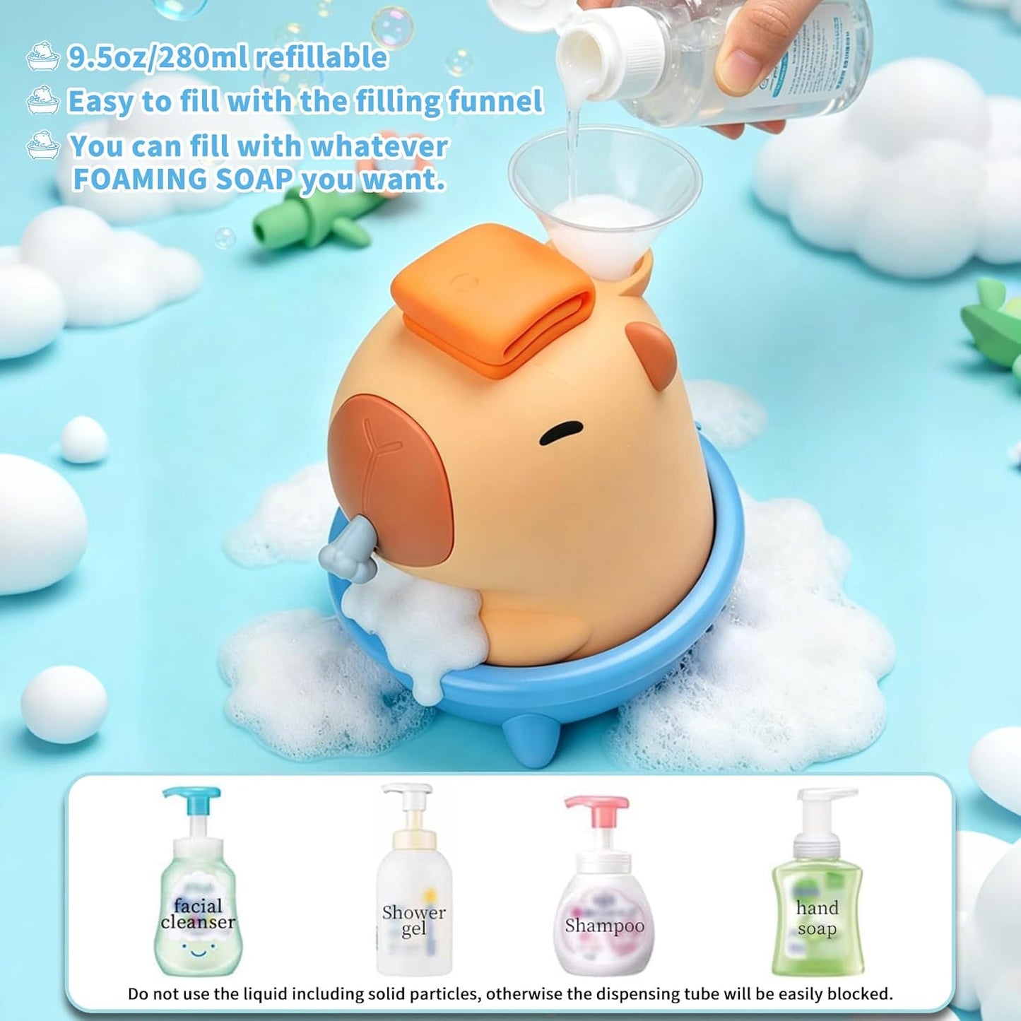 Kids Automatic Soap Dispenser - Cute Duck Touchless Foaming Hand Soap Dispenser, Waterproof USB Rechargeable, Hand- Free Shampoo Dispensers for Bathroom, Kitchen Countertop, Preschool