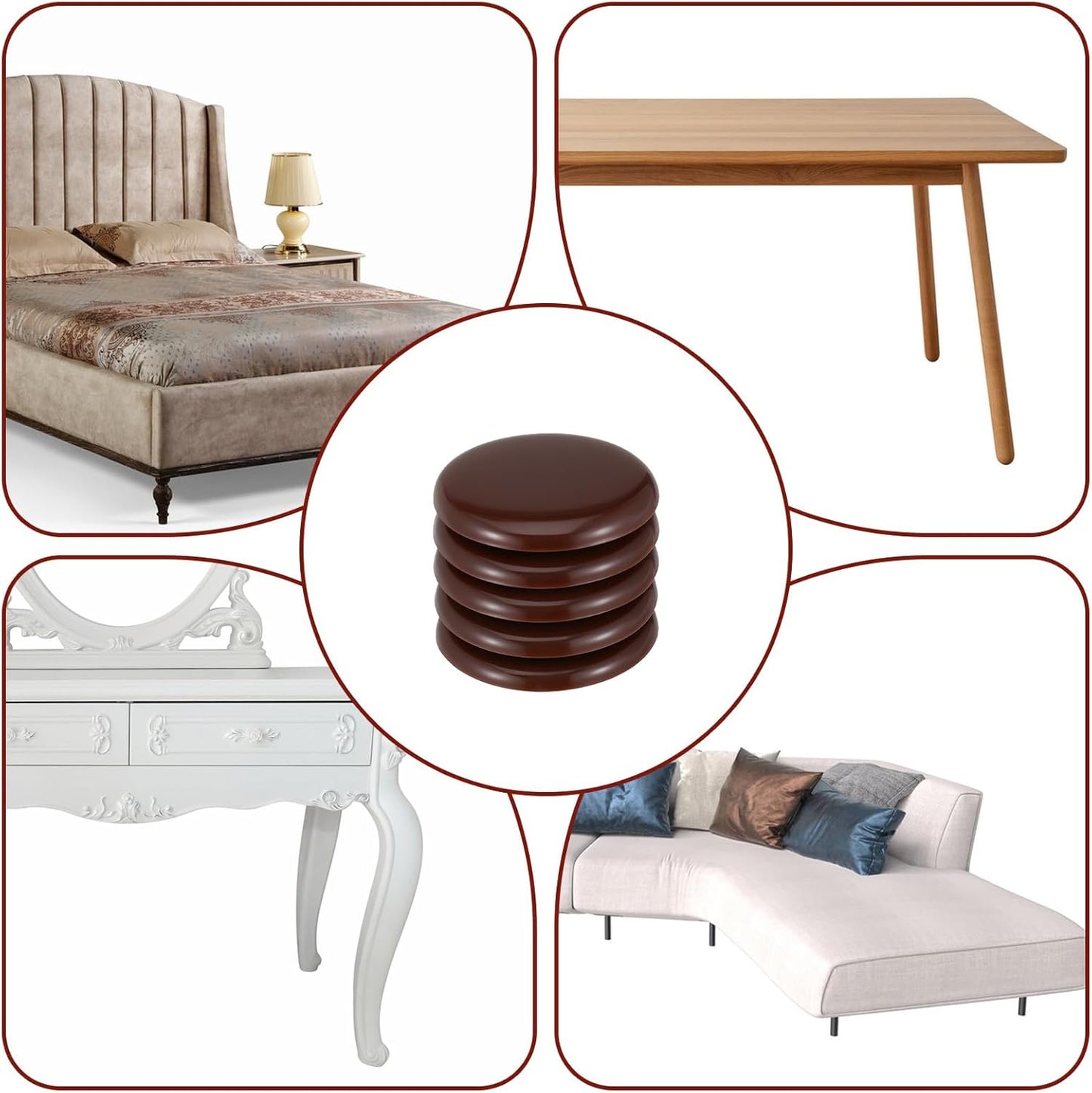 Sliders for Furniture on Hardwood Floors, 12 Pcs 2 Inch Self Adhesive Furniture Sliders, Coffee, for Carpeted Floors and Hardwoodes, Easy Moving On Carpet Or Hardwood Floor